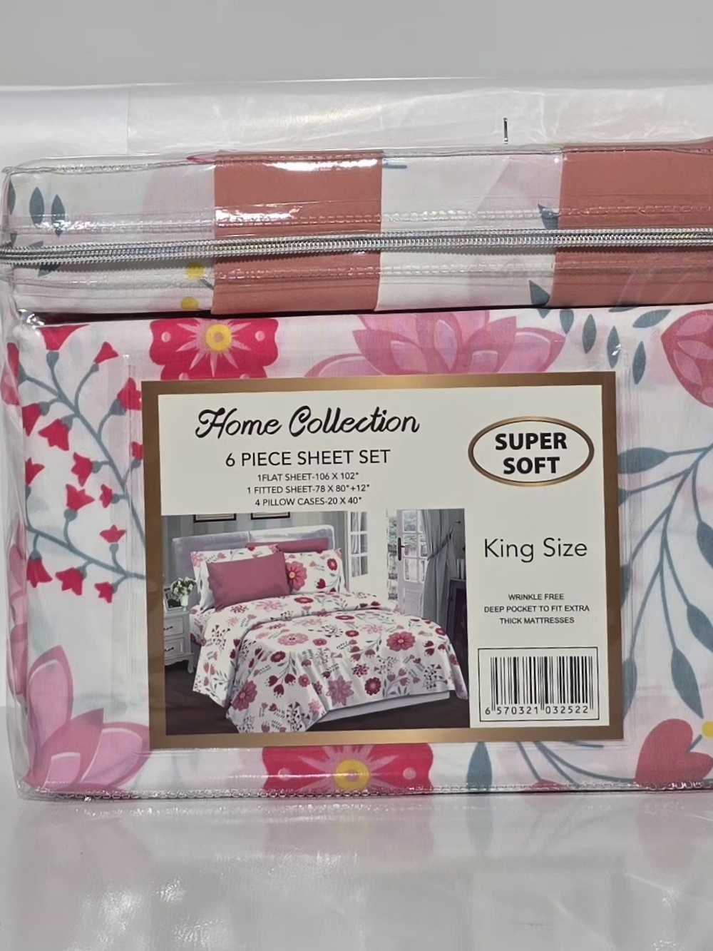 Home Collection King Sheet Set - Pink Floral